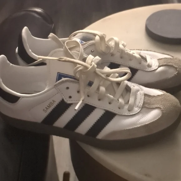 Adidas Men's White and Black Sneakers with Tan Accents - Picture 2 of 2